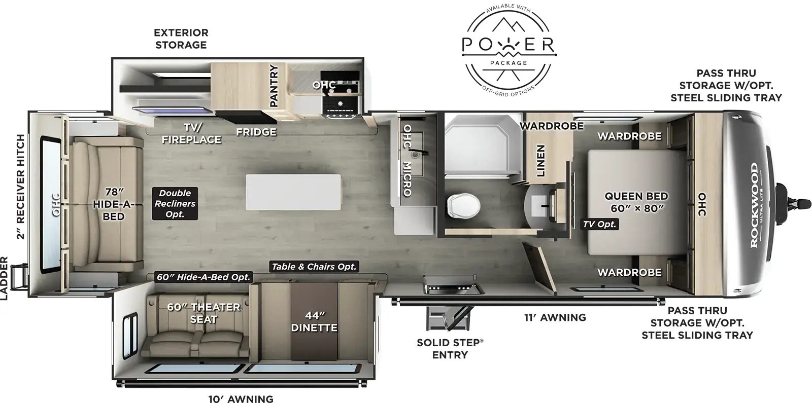 Rockwood Ultra Lite Travel Trailers 2906RL Floorplan